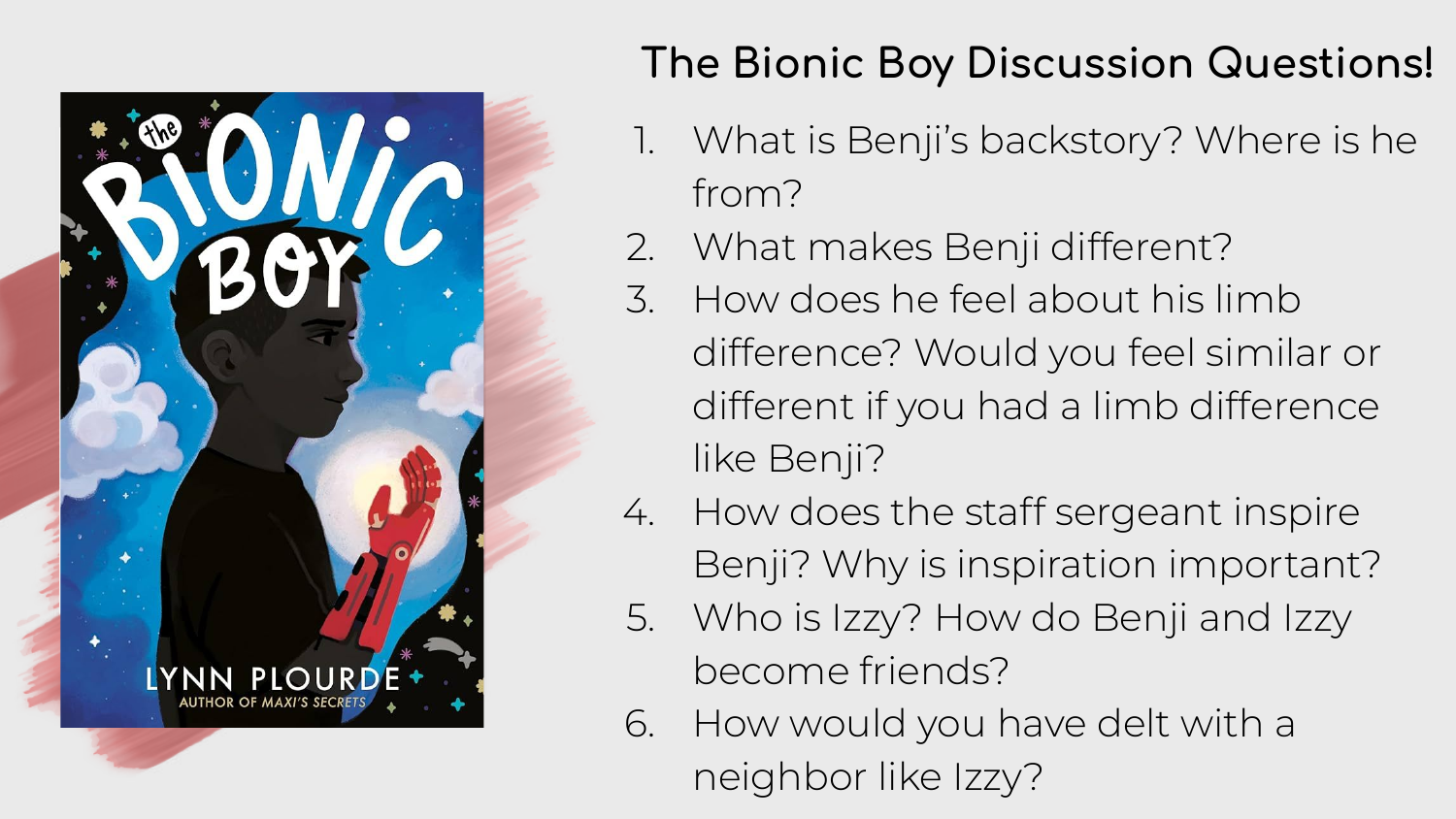 Session slide: The Bionic Boy discussion questions