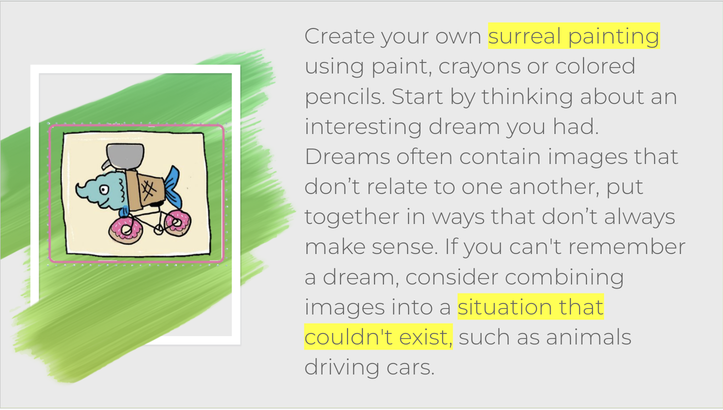 Session slide: surreal painting activity instructions
